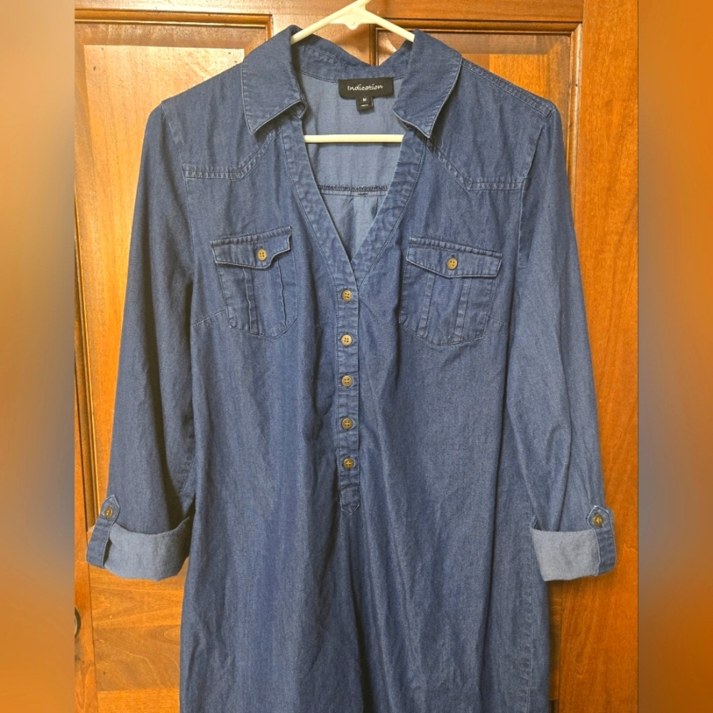 Indication Denim Shirt Dress, M (PTP=19")